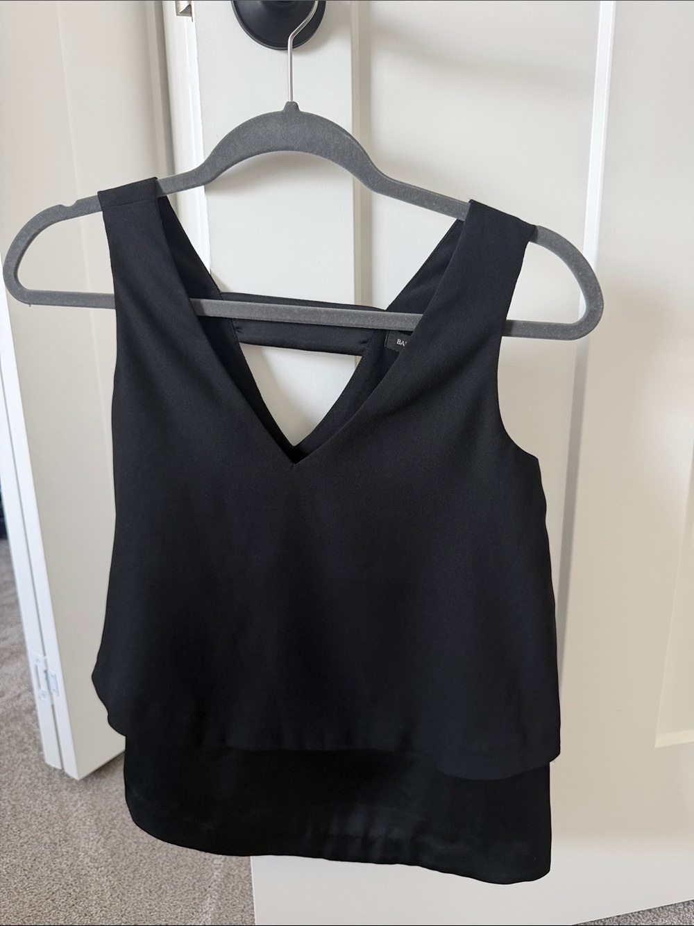 Black Layered V-Neck Sleeveless Blouse